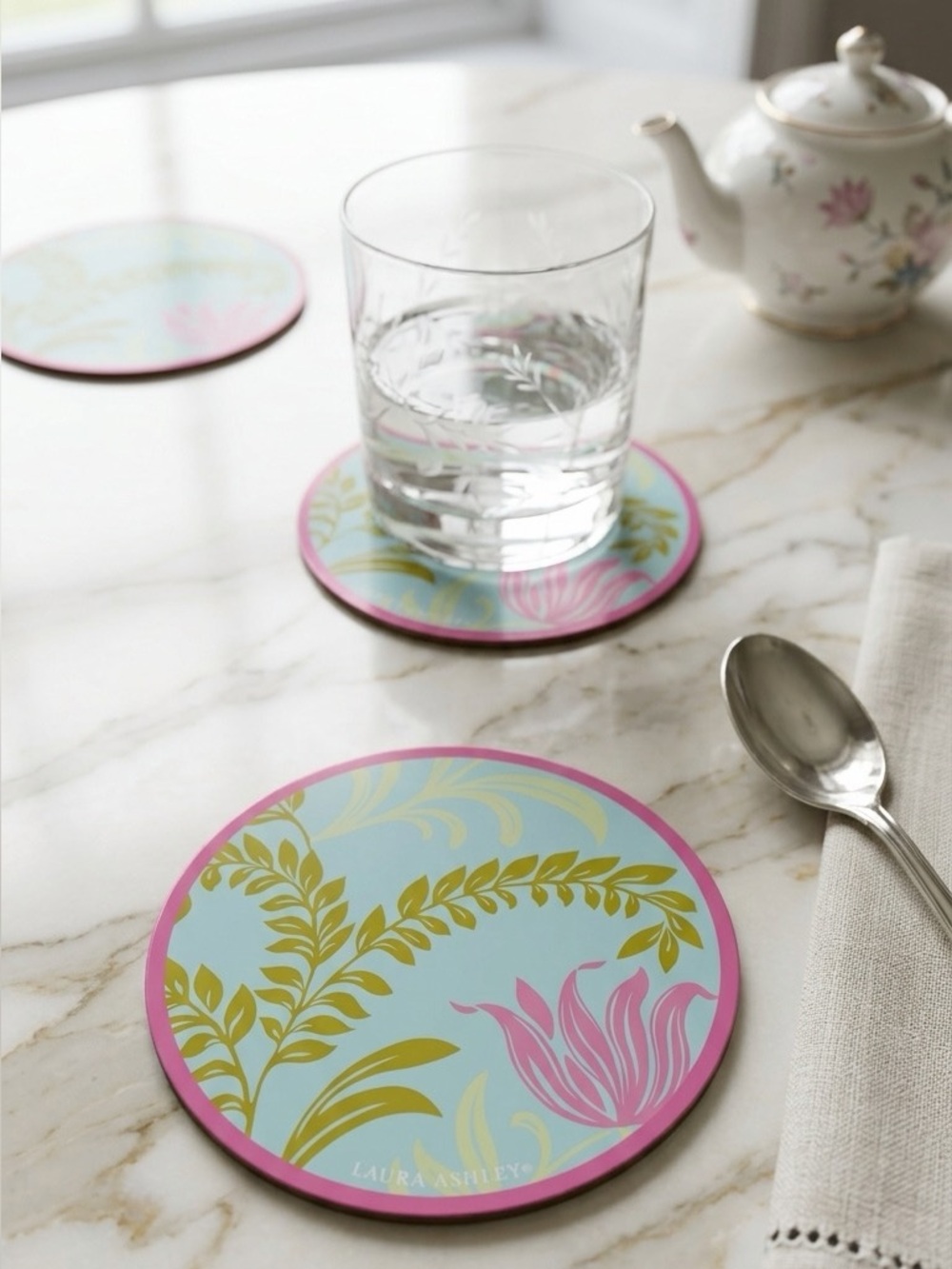 Laura Ashley Floral Coasters 8 Cottagecore Grandmillennial Tea Party Home Decor